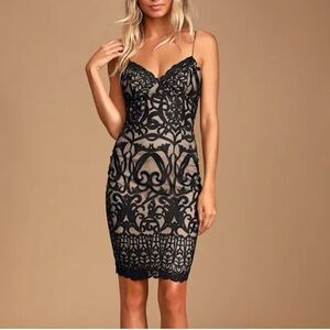 Lulu's Black Lace Dress. Medium